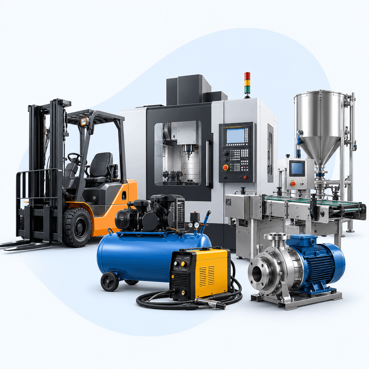 Industrial equipment on a pallet on a light background