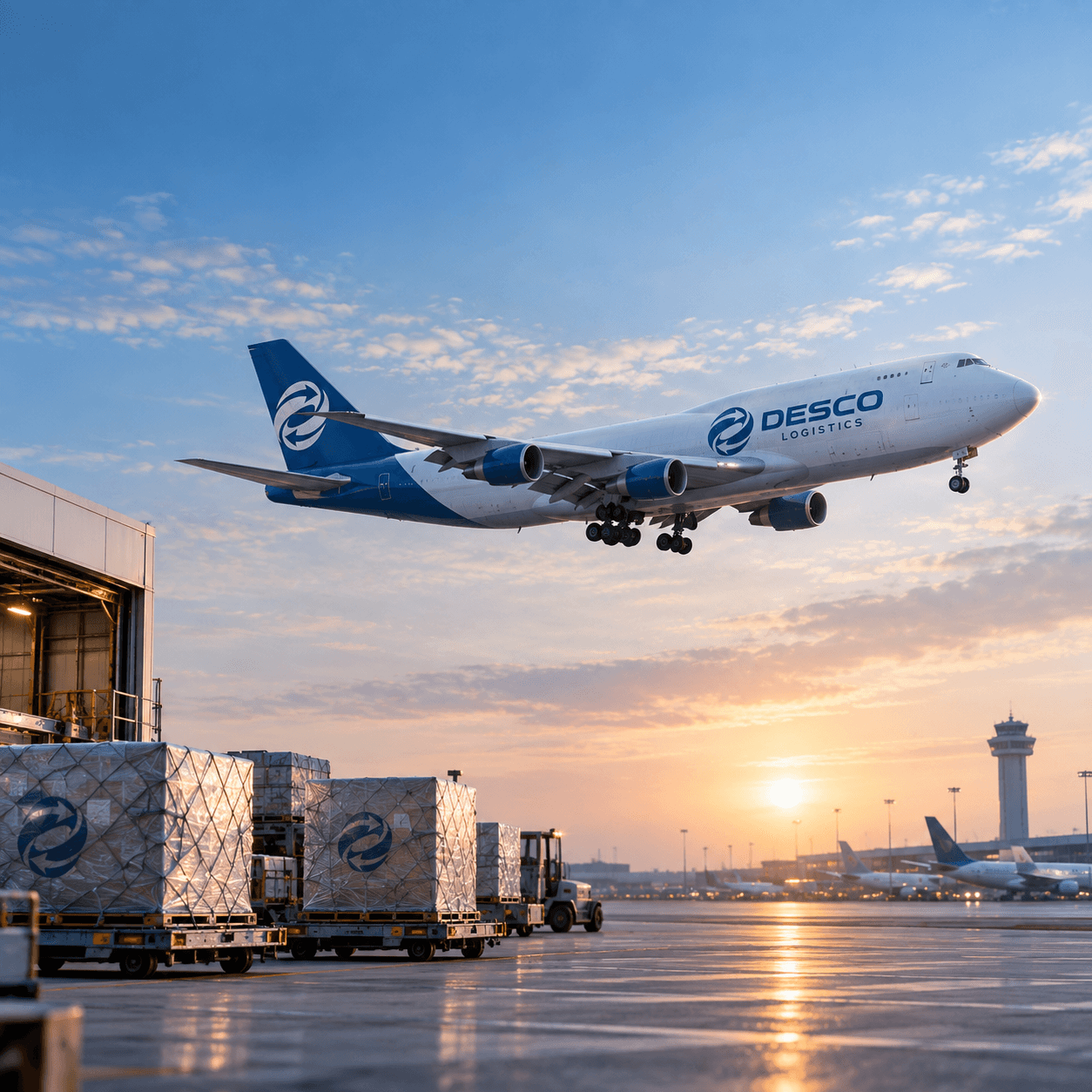 Cargo aircraft on a light background